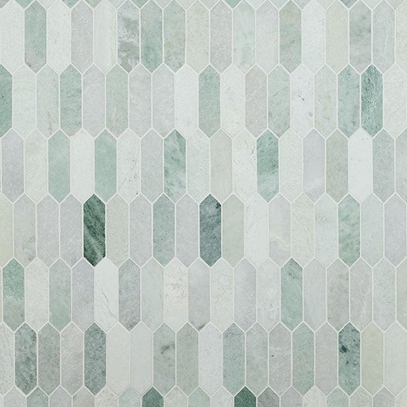 MSI Icelandic Green Picket 11.75" x 12" Polished Marble Mosaic Tile