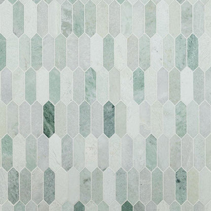 MSI Icelandic Green Picket 11.75" x 12" Polished Marble Mosaic Tile