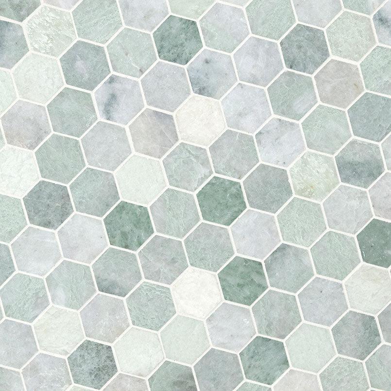 MSI Icelandic Green Hexagon (2" Pieces) 11.75" x 12" Polished Marble Mosaic Tile