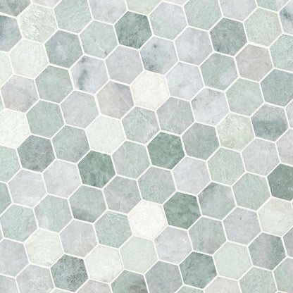 MSI Icelandic Green Hexagon (2" Pieces) 11.75" x 12" Polished Marble Mosaic Tile