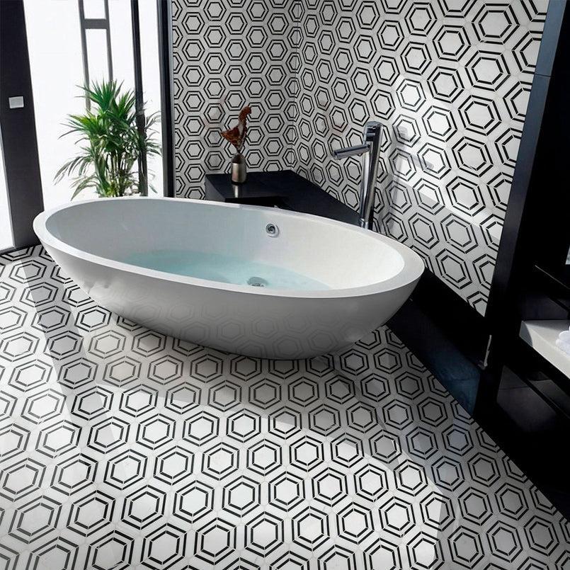 MSI Georama Nero 12" x 12" Polished Marble Mosaic Tile