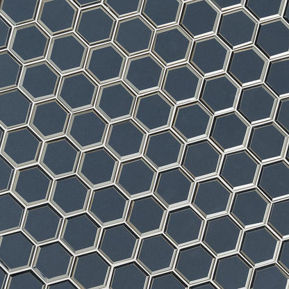 MSI Vague Blue Hexagon (3" Pieces) 11.25" x 11.5" Polished Glass Mosaic Tile