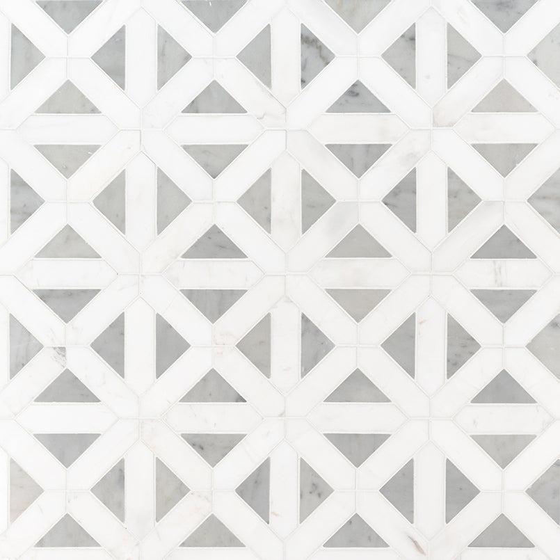 MSI Bianco Dolomite Geometrica 12" x 12" Polished Marble Mosaic Tile