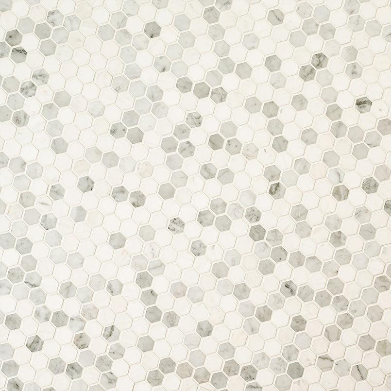 MSI Bianco Dolomite Tibi (1" Hexagon Pieces) 11.75" x 11.75" Polished Marble Mosaic Tile