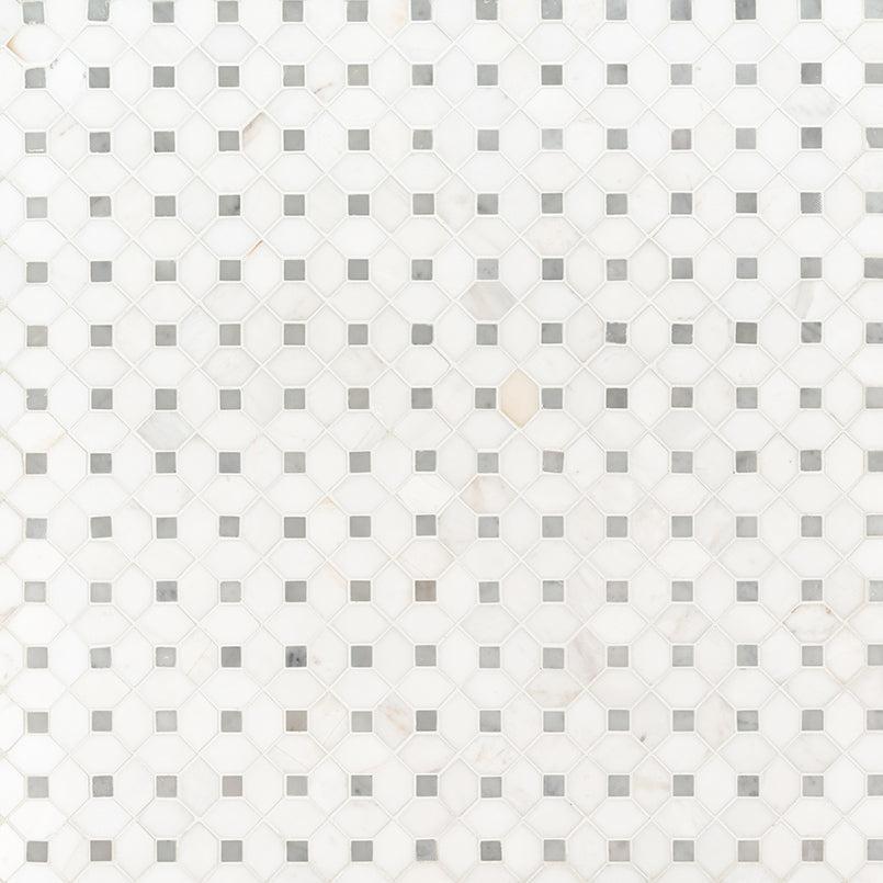 MSI Bianco Dolomite Crema Dotty Grey Pattern 12.25" x 12.5" Polished Marble Mosaic Tile