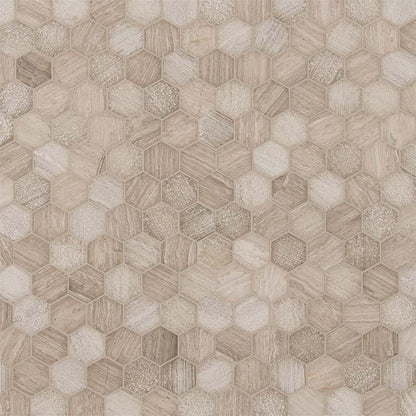 MSI Honey Comb Hexagon (2" Pieces) 11.75" x 12" Multi-Finish Marble Mosaic Tile
