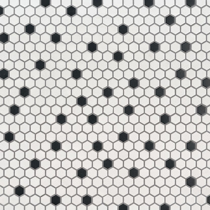 MSI Black And White (1" Hexagon Pieces) 12" x 12" Matte Porcelain Mosaic Tile