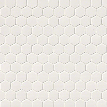 MSI White Glossy Hexagon (2" Pieces) 11.75" x 11.75" Polished Porcelain Mosaic Tile