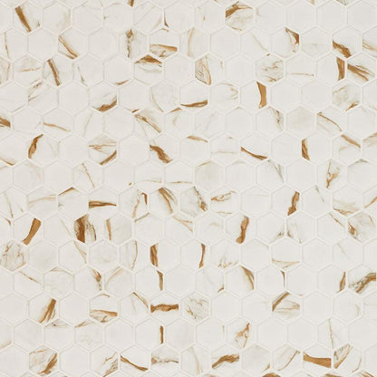 MSI Calacatta Gold Hexagon (2" Pieces) 12" x 12" Matte Porcelain Mosaic Tile