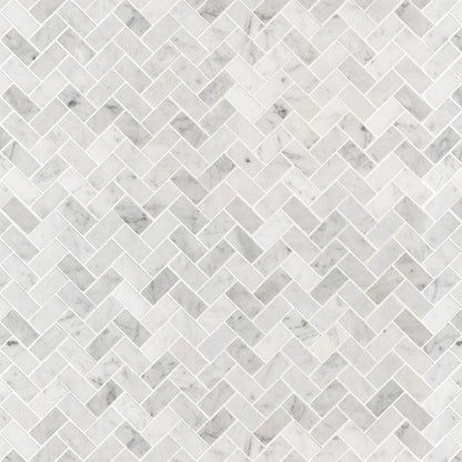 MSI Carrara White Herringbone (1" x 2" Pieces) 11.5" x 11.75" Matte Marble Mosaic Tile