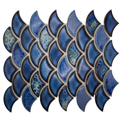 ET Dragon Scale Royal Blue 9.75" x 12" Mosaic Tile