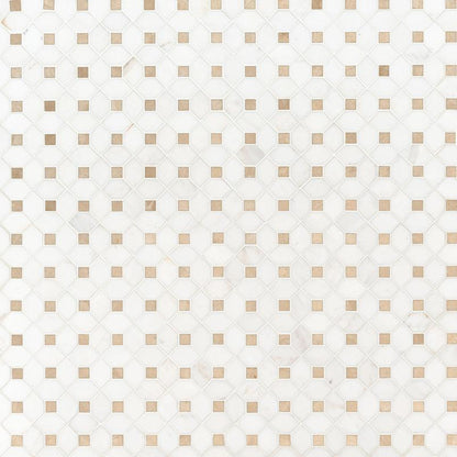 MSI Bianco Dolomite Crema Dotty Gold Pattern 12.25" x 12.5" Polished Marble Mosaic Tile
