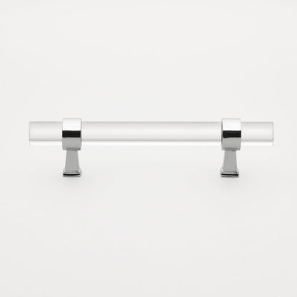 3 3/4" (96mm) Center to Center Metal Base And Clear Acrylic Cabinet Handle