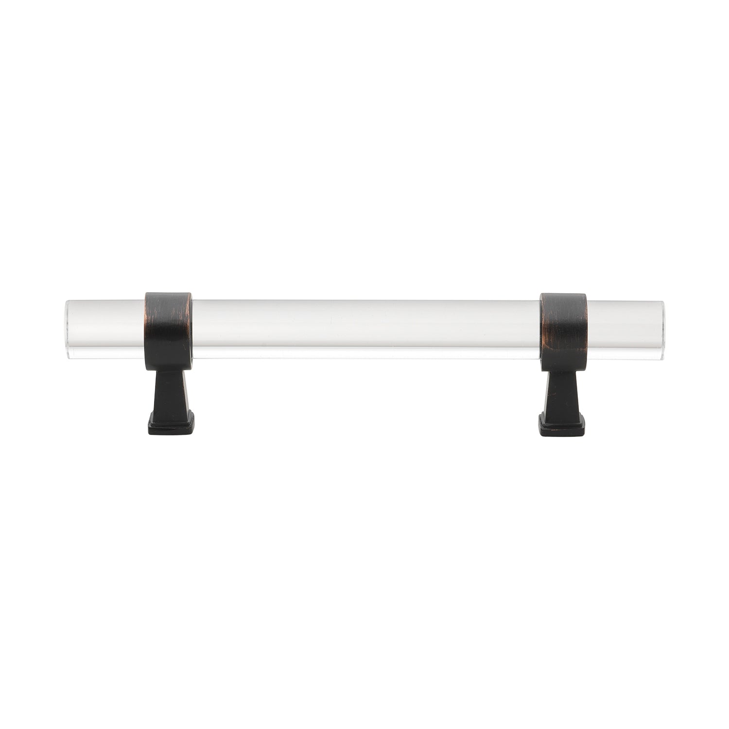 3 3/4" (96mm) Center to Center Metal Base And Clear Acrylic Cabinet Handle