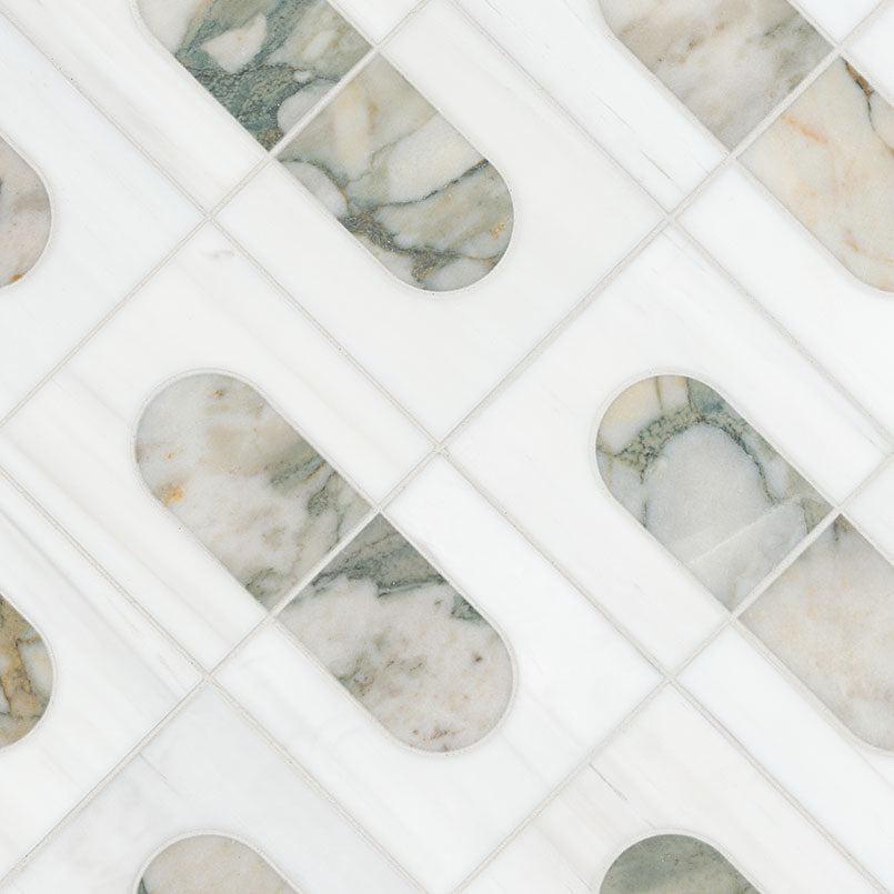 MSI Bianco Dolomite Moderno 11.75" x 12" Honed Marble Mosaic Tile