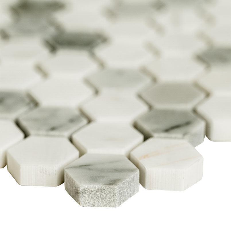 MSI Bianco Dolomite Tibi (1" Hexagon Pieces) 11.75" x 11.75" Polished Marble Mosaic Tile