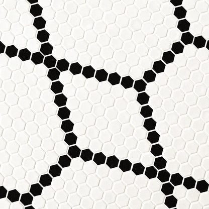 MSI White And Black Hive Pattern 11.75" x 12" Matte Porcelain Mosaic Tile