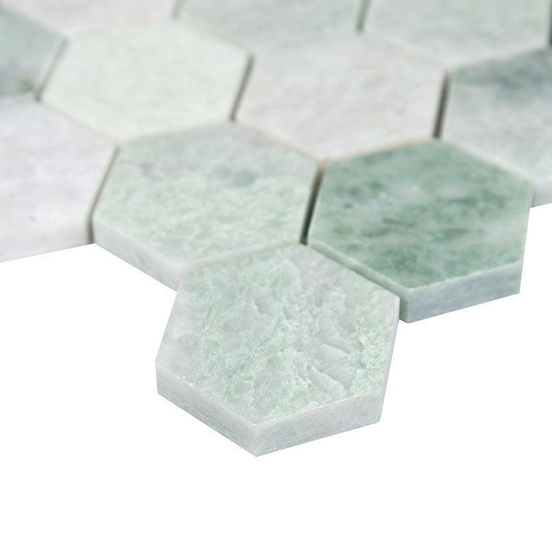 MSI Icelandic Green Hexagon (2" Pieces) 11.75" x 12" Polished Marble Mosaic Tile