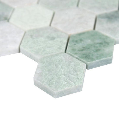 MSI Icelandic Green Hexagon (2" Pieces) 11.75" x 12" Polished Marble Mosaic Tile