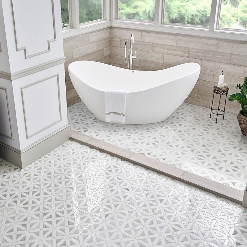 MSI Bianco Dolomite Geometrica 12" x 12" Polished Marble Mosaic Tile
