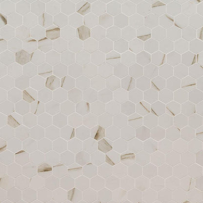 MSI Calacatta Porcelain (2" Pieces) 11.75" x 12" Matte Porcelain Mosaic Tile