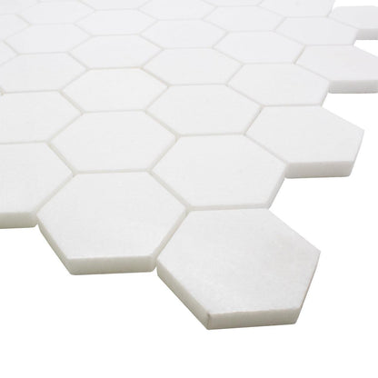 ET Hexagon Thassos Polished (2" x 2" pieces) 11.75" x 12" Marble Mosaic Tile