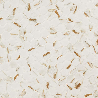 MSI Calacatta Gold Hexagon (2" Pieces) 12" x 12" Matte Porcelain Mosaic Tile