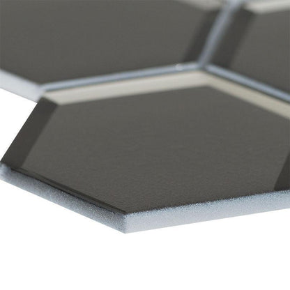 MSI Metallic Gray Beveled Hexagon (3" Pieces) 11.25" x 11.5" Polished Glass Mosaic Tile