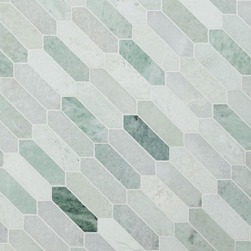 MSI Icelandic Green Picket 11.75" x 12" Polished Marble Mosaic Tile