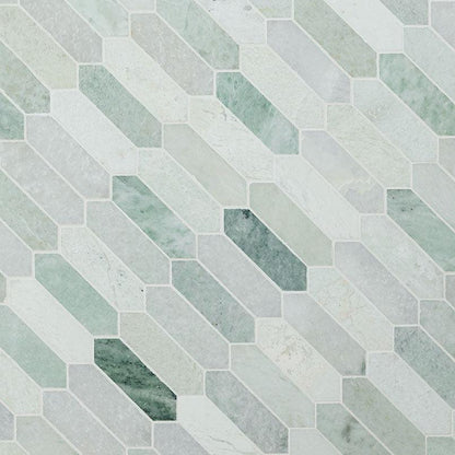 MSI Icelandic Green Picket 11.75" x 12" Polished Marble Mosaic Tile
