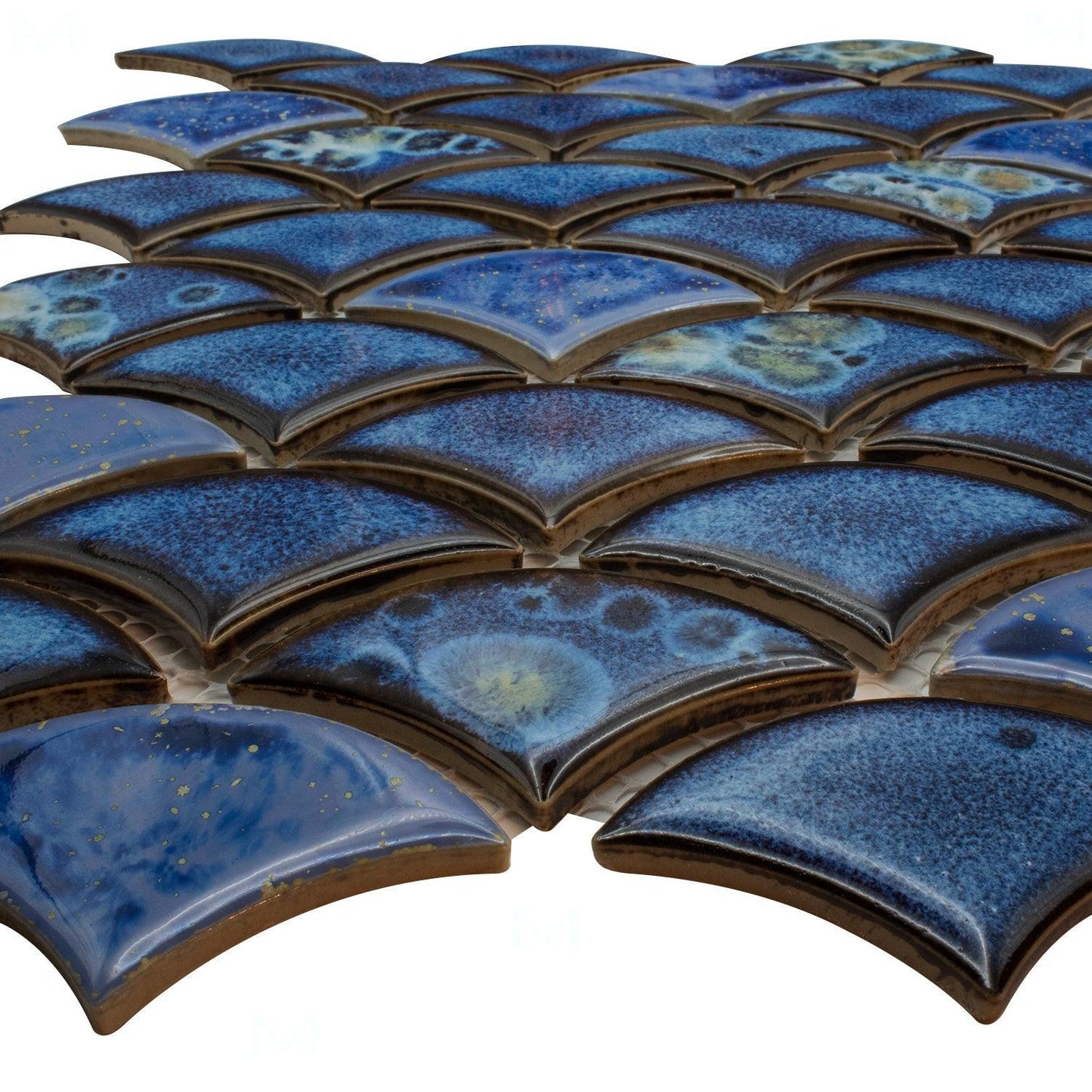 ET Dragon Scale Royal Blue 9.75" x 12" Mosaic Tile