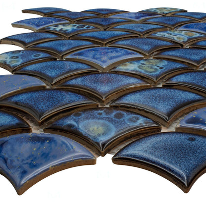 ET Dragon Scale Royal Blue 9.75" x 12" Mosaic Tile