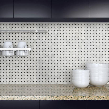 MSI Carrara White Basketweave 12" x 12" Matte Marble Mosaic Tile
