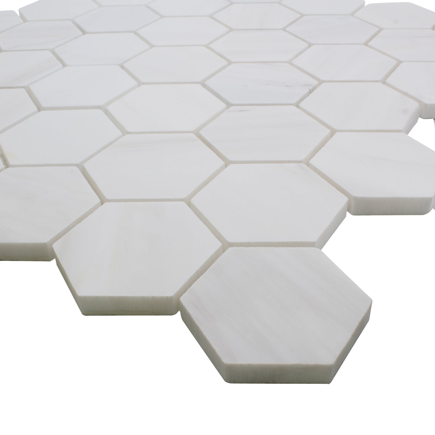 ET Hexagon Dolomite Honed (2" x 2" pieces) 12" x 12" Marble Mosaic Tile