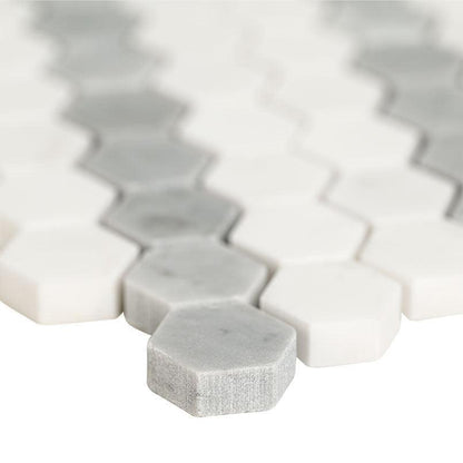 MSI Bianco Dolomite Sazi (1" Hexagon Pieces) 12.25" x 12.25" Polished Marble Mosaic Tile