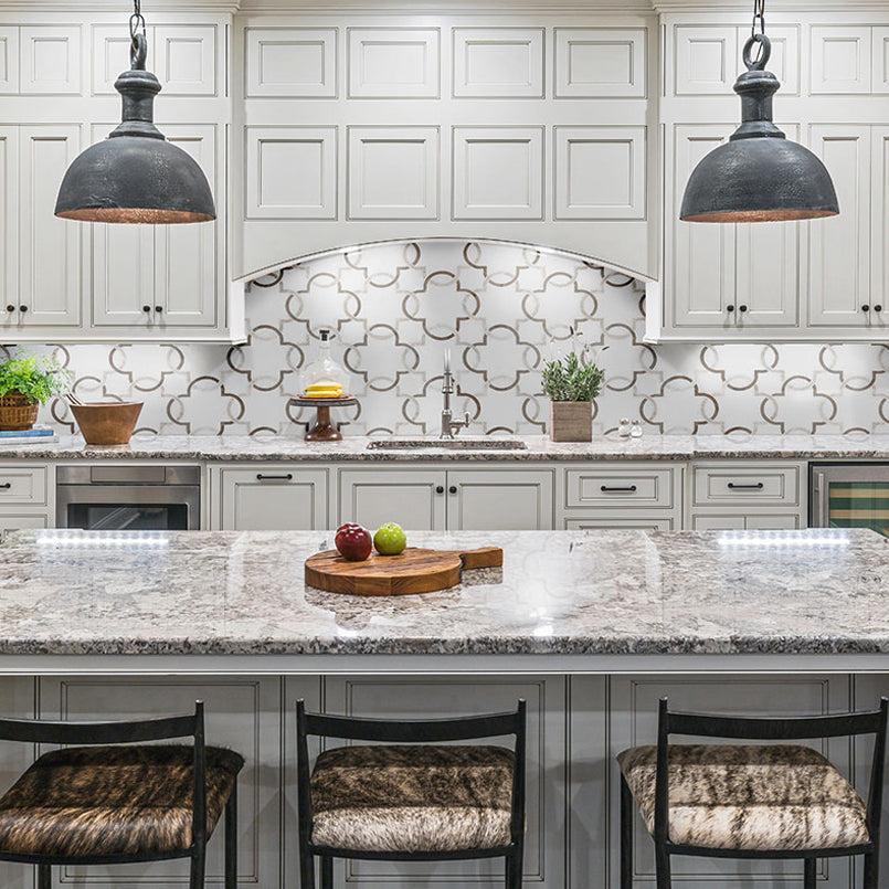 MSI Bianco Quatrefoil 12" x 12" Polished Marble Mosaic Tile