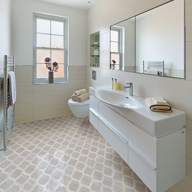 MSI White Quarry Savona Arabesque 11.75" x 12" Honed Marble Mosaic Tile