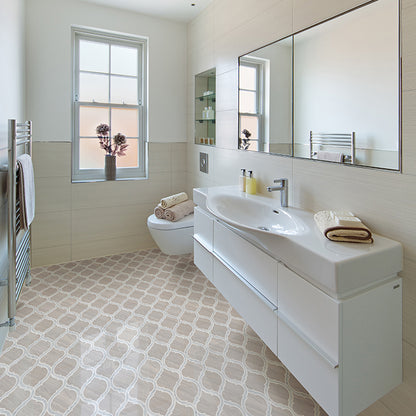 MSI White Quarry Savona Arabesque 11.75" x 12" Honed Marble Mosaic Tile