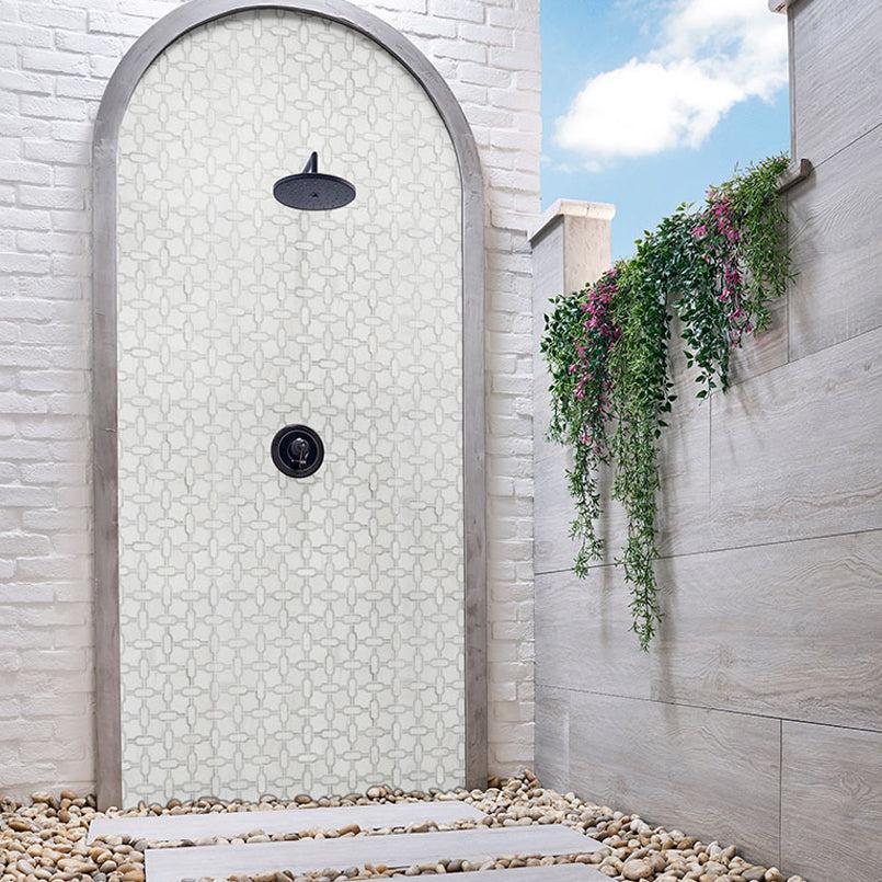 MSI Bianco Dolomite Gridwork 12" x 12" Polished Marble Mosaic Tile
