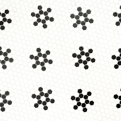 MSI White And Black Mod Petal Pattern 11.75" x 12" Matte Porcelain Mosaic Tile