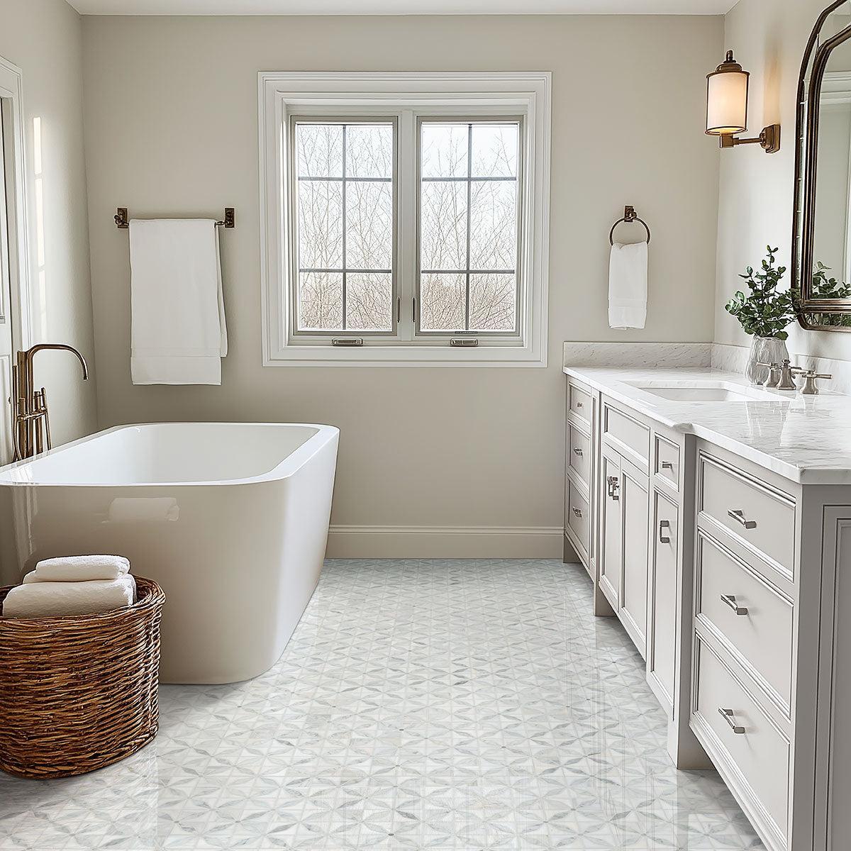 MSI Bianco Starlite Geometric 12" x 12" Polished Marble Mosaic Tile