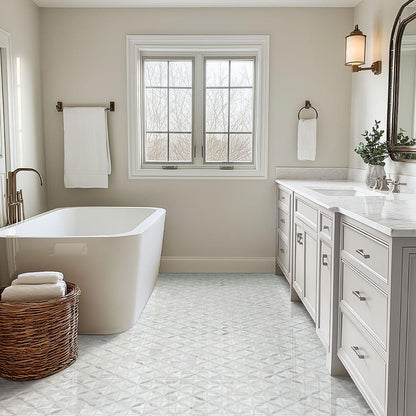 MSI Bianco Starlite Geometric 12" x 12" Polished Marble Mosaic Tile