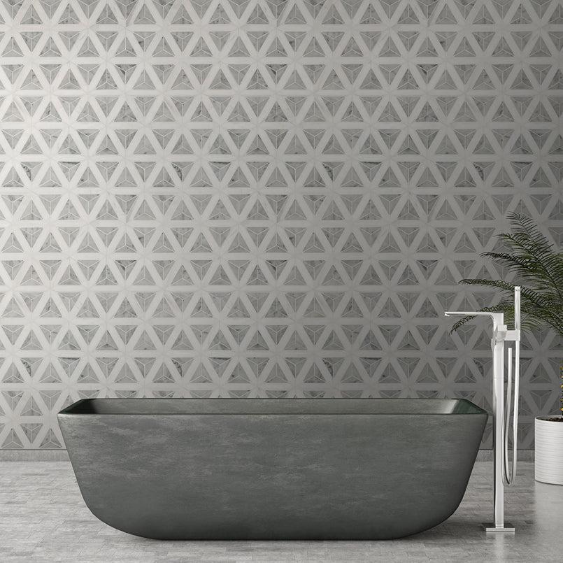 MSI Carrara White Geometric (0.77 Square Feet Per Piece) Polished Marble Mosaic Tile