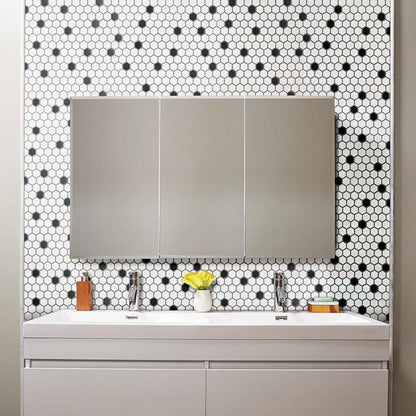 MSI Black And White (1" Hexagon Pieces) 12" x 12" Matte Porcelain Mosaic Tile