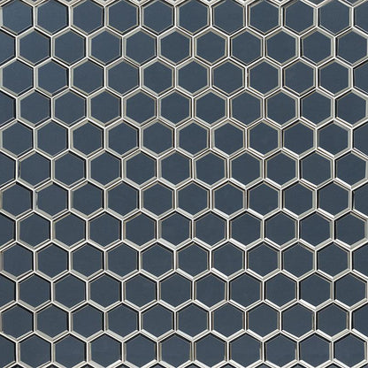MSI Vague Blue Hexagon (3" Pieces) 11.25" x 11.5" Polished Glass Mosaic Tile