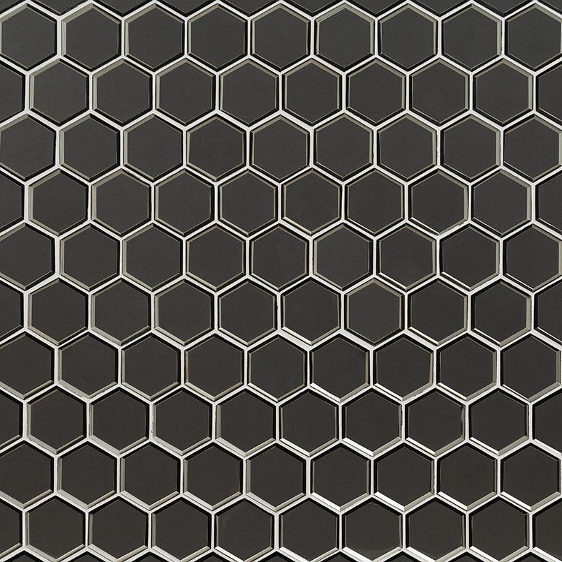 MSI Metallic Gray Beveled Hexagon (3" Pieces) 11.25" x 11.5" Polished Glass Mosaic Tile
