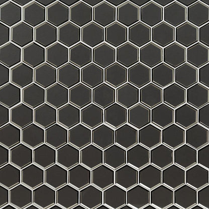 MSI Metallic Gray Beveled Hexagon (3" Pieces) 11.25" x 11.5" Polished Glass Mosaic Tile