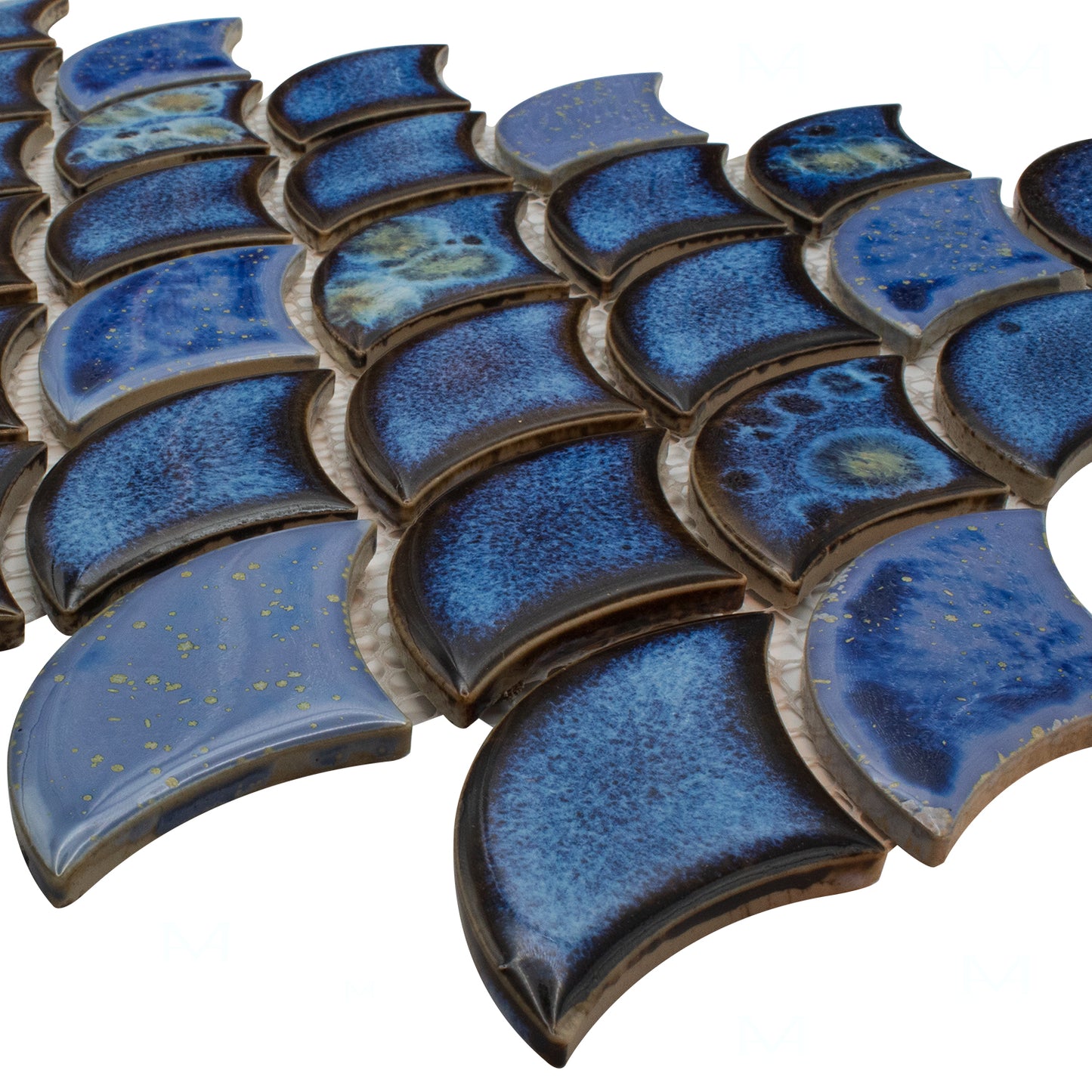 ET Dragon Scale Royal Blue 9.75" x 12" Mosaic Tile