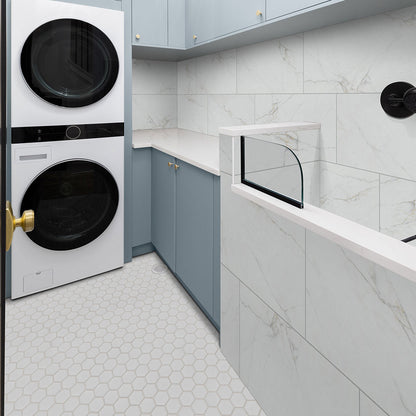 MSI White Glossy Hexagon (2" Pieces) 11.75" x 11.75" Polished Porcelain Mosaic Tile