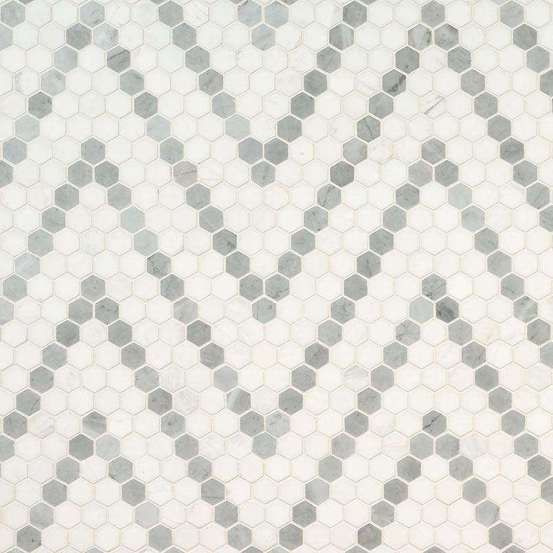 MSI Bianco Dolomite Sazi (1" Hexagon Pieces) 12.25" x 12.25" Polished Marble Mosaic Tile